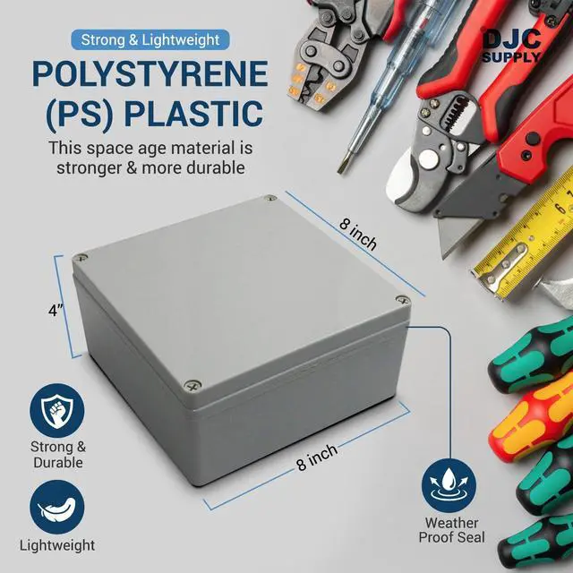 Alt view image 6 of 7 - Supply Co. Weather & Dust Proof PS Plastic Junction Conduit Box (1, 12" x 8" x 4")