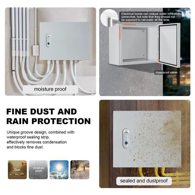 Alt view image 3 of 6 - Metal Electrical Enclosure Box, Indoor&Outdoor Electrical Junction Box, Dustproof and Moisture Proof Metal Electrical Box with Safety LockUniversal Electric Equipment Enclosure Box