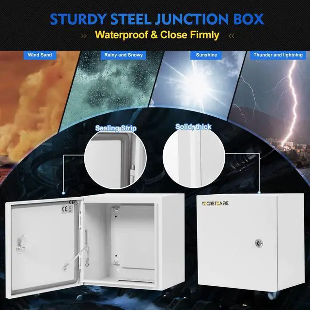 Alt view image 3 of 5 - Outdoor Electrical Box, Steel Junction Box 12 x 10 x 6'', NEMA 4X Electrical Enclosure Box IP66 Waterproof & Dustproof, Universal Electrical Project Box with Lock & Mounting Plate