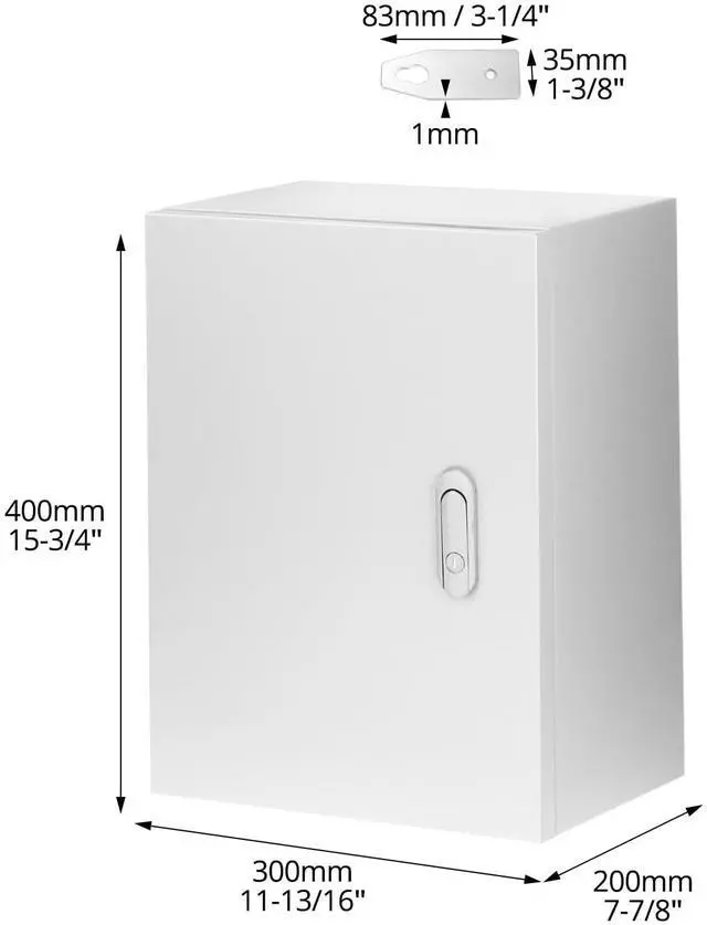 Alt view image 6 of 7 - Steel Enclosure, 16x12x8 Carbon Steel Electrical Box, Waterproof with Lock and Hinge