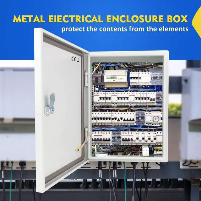 Alt view image 2 of 7 - Outdoor Electrical Junction Box, 12 x 10 x 6'' NEMA 4X Enclosure Box, Wall Mounted IP66 Waterproof & Dustproof Lockable Metal Junction Box