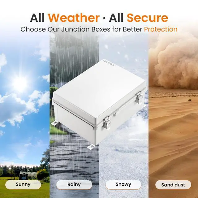 Alt view image 5 of 7 - Outdoor Electrical Box, 14.6"x10.6"x5.9" Waterproof Junction Box IP67 Plastic Enclosure Grey ABS Weatherproof for Projects WiFi Lighting Pump Control