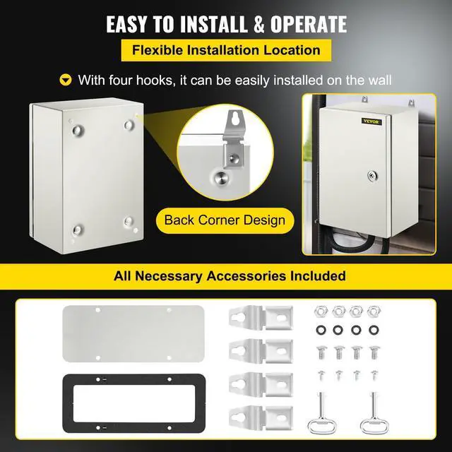 Alt view image 6 of 7 - NEMA Steel Enclosure, 12" x 8" x 6" NEMA 4X Steel Electrical Box,IP66 Waterproof & Dustproof,Outdoor/Indoor Electrical Junction Box,with Mounting Plate