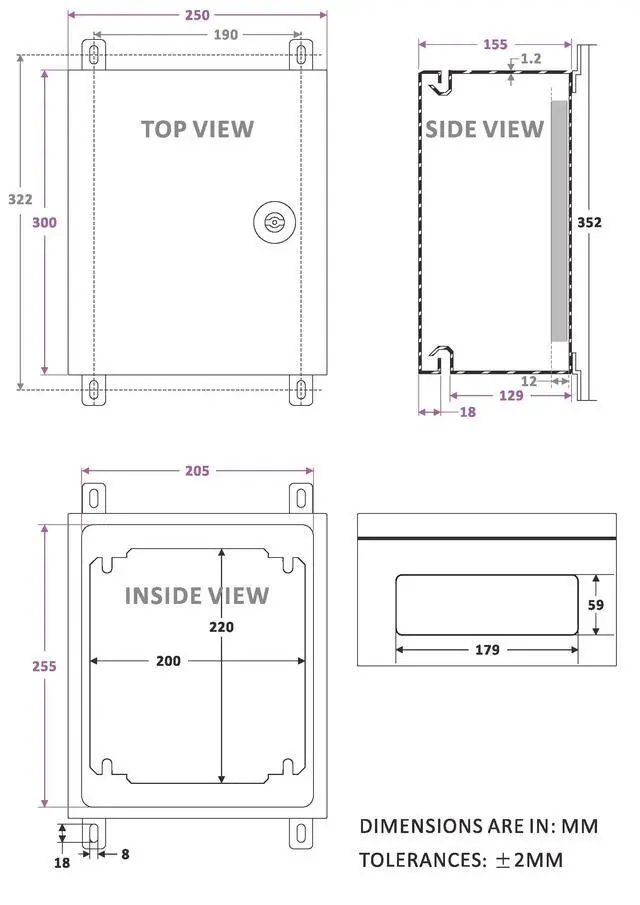Alt view image 5 of 5 - IP65 Weatherproof Metal Box Wall-Mounted Electronic Equipment Enclosure Box with Mounting Plate and Wall Bracket (12'' x 10'' x 6'')