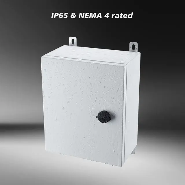 Alt view image 2 of 5 - IP65 Weatherproof Metal Box Wall-Mounted Electronic Equipment Enclosure Box with Mounting Plate and Wall Bracket (12'' x 10'' x 6'')