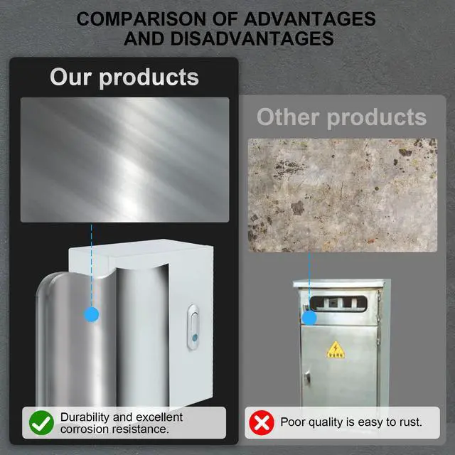 Alt view image 2 of 7 - Steel Electrical Junction Box, Indoor&Outdoor Electrical Enclosure Box, Wall Mounted Waterproof&Dustproof Metal Box, Universal Electric Equipment Enclosure Box with Safety Locks and Mounting Plates