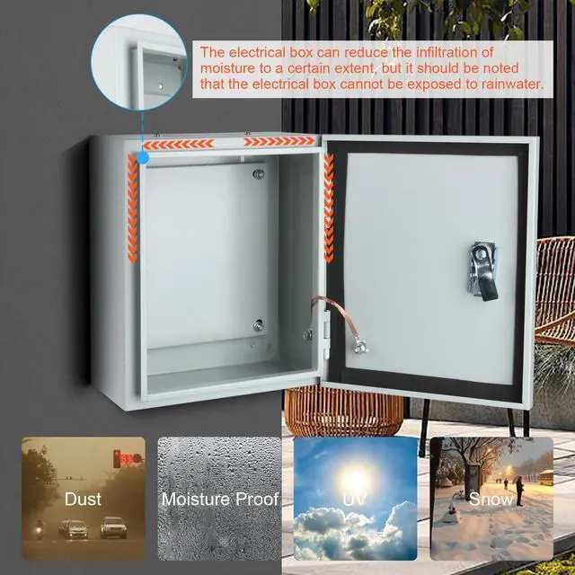 Alt view image 3 of 7 - Steel Electrical Junction Box, Indoor&Outdoor Electrical Enclosure Box, Wall Mounted Waterproof&Dustproof Metal Box, Universal Electric Equipment Enclosure Box with Safety Locks and Mounting Plates
