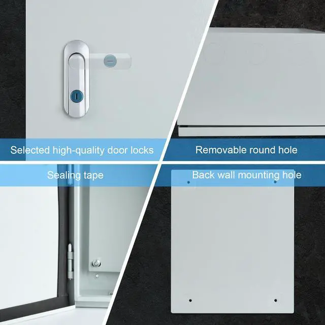 Alt view image 4 of 7 - Steel Electrical Junction Box, Indoor&Outdoor Electrical Enclosure Box, Wall Mounted Waterproof&Dustproof Metal Box, Universal Electric Equipment Enclosure Box with Safety Locks and Mounting Plates