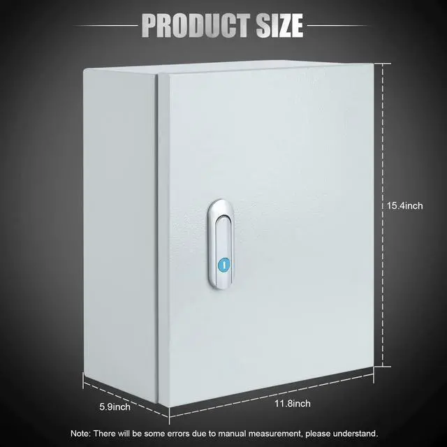 Alt view image 6 of 7 - Steel Electrical Junction Box, Indoor&Outdoor Electrical Enclosure Box, Wall Mounted Waterproof&Dustproof Metal Box, Universal Electric Equipment Enclosure Box with Safety Locks and Mounting Plates