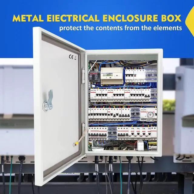Alt view image 3 of 7 - Outdoor Electrical Junction Box, 12 x 12 x8'' NEMA 4X Enclosure Box, Wall Mounted IP66 Waterproof & Dustproof Lockable Metal Junction Box