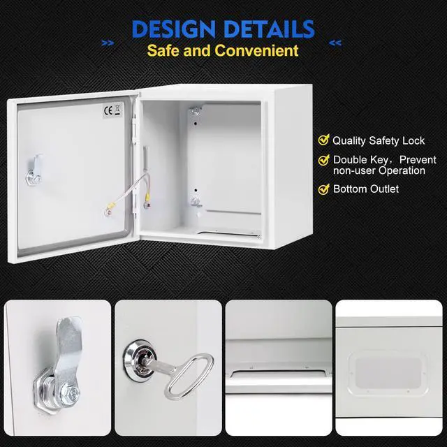 Alt view image 6 of 7 - Outdoor Electrical Junction Box, 12 x 12 x8'' NEMA 4X Enclosure Box, Wall Mounted IP66 Waterproof & Dustproof Lockable Metal Junction Box