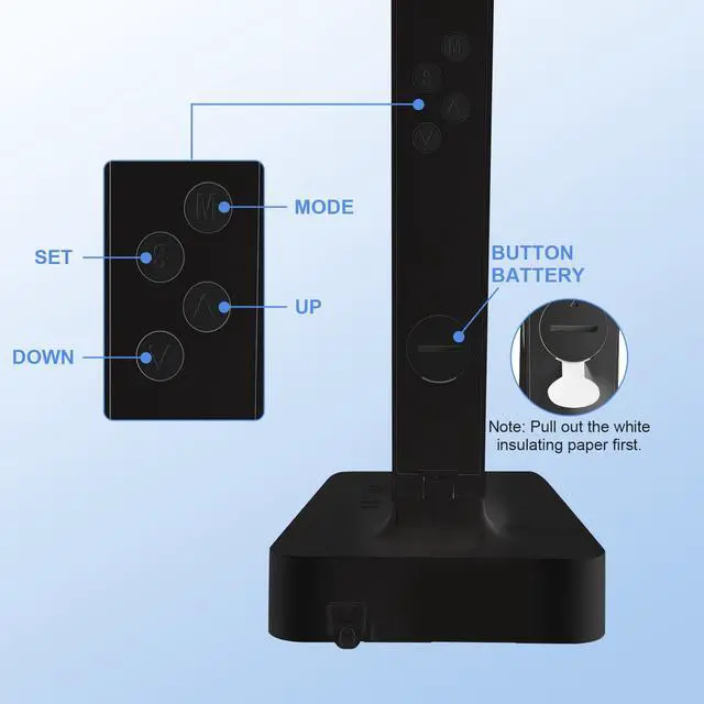 Alt view image 6 of 7 - Smart Desk Lamp with Digital Clock, 4-in-1 Charging Station (2 AC Outlets, Type-C, USB-A Ports), Temperature Display, 5 Color & Brightness Settings, Ideal for Offices & Bedrooms