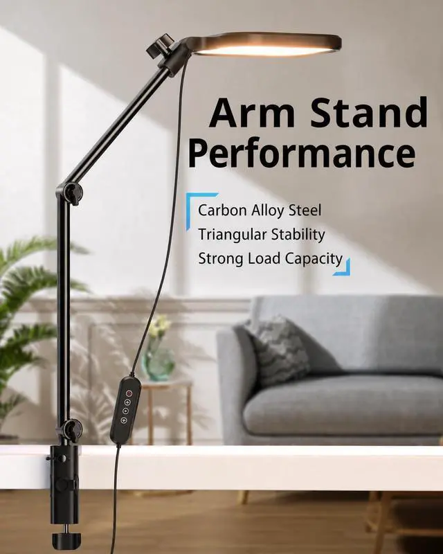 Alt view image 6 of 6 - Streaming Light, 8" Light for Desk with C-Clamp and Multi-Angle Adjustable Arm, Streaming Light for Home Office, Zoom Meetings, Video Conferencing, Gaming, Recording, and Live Streaming