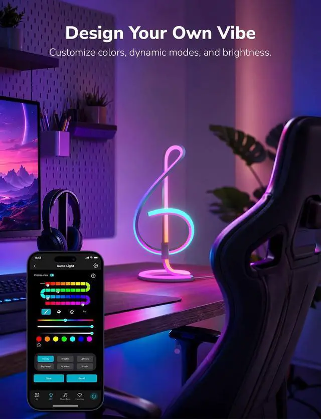 Alt view image 4 of 7 - TB2 AI Smart Table Lamp, RGB+IC Addressable LED Lamps Alexa Google Home Enable, APP Control DIY Color Changing Modern Spiral Lamp, Music Sync, AI Generated Lighting LLM, 2.4 GHz WiFi/Bluetooth