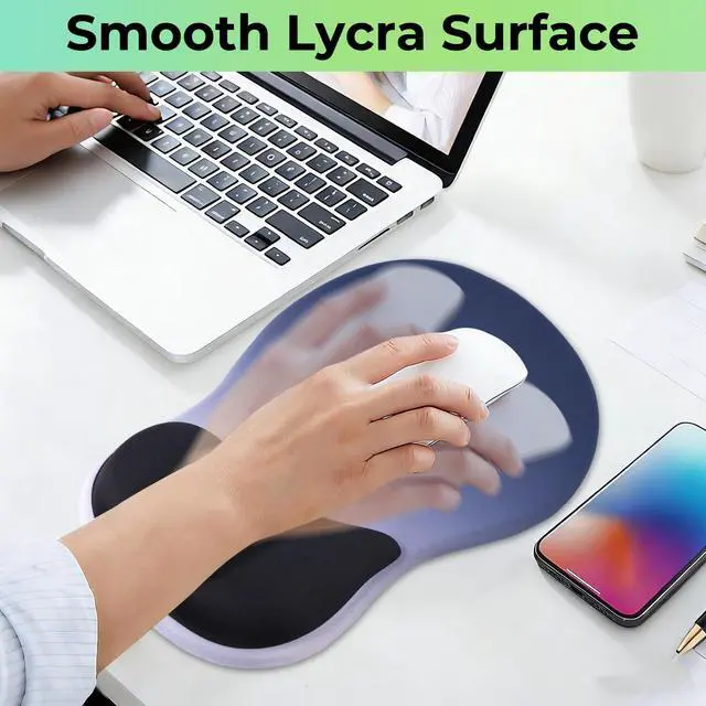 Alt view image 3 of 7 - Gel Wrist Rest Mouse Pad, Ergonomic Mousepad with Wrist Support, Relieve Wrist Pain, Gaming Mousepad with Concave Design Cushion & Non-Slip PU Base, for Home Office Laptop Computer, Blue Gradient