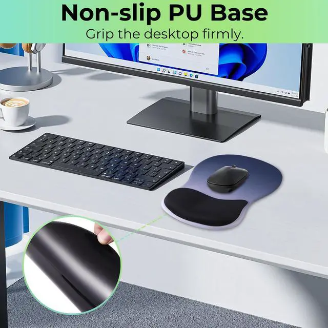 Alt view image 5 of 7 - Gel Wrist Rest Mouse Pad, Ergonomic Mousepad with Wrist Support, Relieve Wrist Pain, Gaming Mousepad with Concave Design Cushion & Non-Slip PU Base, for Home Office Laptop Computer, Blue Gradient