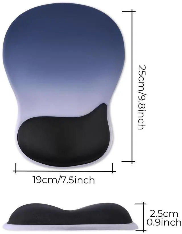 Alt view image 6 of 7 - Gel Wrist Rest Mouse Pad, Ergonomic Mousepad with Wrist Support, Relieve Wrist Pain, Gaming Mousepad with Concave Design Cushion & Non-Slip PU Base, for Home Office Laptop Computer, Blue Gradient