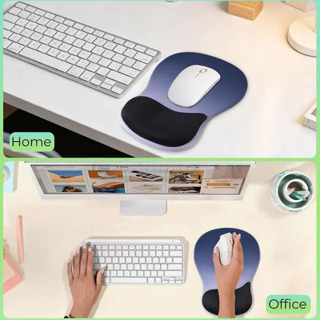 Alt view image 7 of 7 - Gel Wrist Rest Mouse Pad, Ergonomic Mousepad with Wrist Support, Relieve Wrist Pain, Gaming Mousepad with Concave Design Cushion & Non-Slip PU Base, for Home Office Laptop Computer, Blue Gradient
