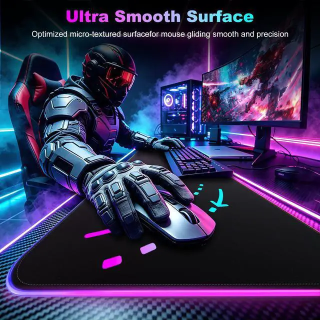 Alt view image 7 of 7 - Wireless Charging RGB Gaming Mouse Pad with Foldable Phone Holder, 3 in 1 Magnetic Charging Station, Large Desk Mat, Waterproof Surface, Non-Slip Rubber Base for Gaming and Home Office