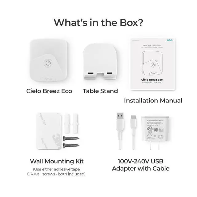 Alt view image 2 of 7 - Breez Eco | Smart AC Controller for Mini Split, Window, Portable ACS | WiFi, Alexa, Google, Siri Shortcuts, SmartThings, IFTTT, Free App, NO Subscriptions | Schedules, Geofencing, Comfy (White)