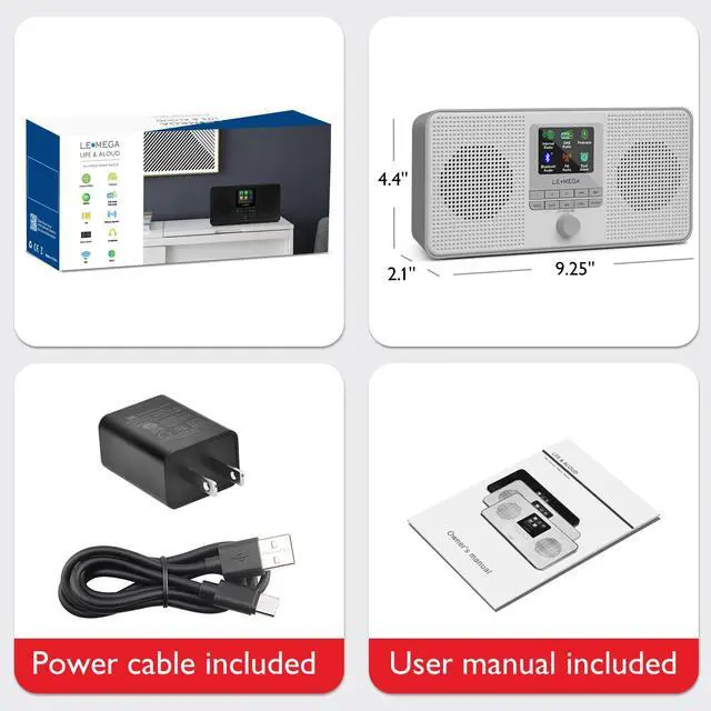 Alt view image 7 of 7 - IR4S Stereo WiFi Internet Radio,FM Digital Radio, Spotify Connect, Bluetooth Speaker, Dual Alarms Clock, 40 Presets, Headphone-Output, Batteries or Mains Powered Gray Finish