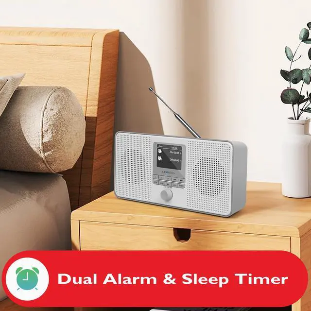 Alt view image 3 of 7 - IR4S Stereo WiFi Internet Radio,FM Digital Radio, Spotify Connect, Bluetooth Speaker, Dual Alarms Clock, 40 Presets, Headphone-Output, Batteries or Mains Powered Gray Finish