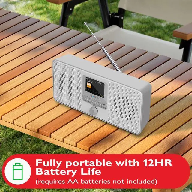 Alt view image 4 of 7 - IR4S Stereo WiFi Internet Radio,FM Digital Radio, Spotify Connect, Bluetooth Speaker, Dual Alarms Clock, 40 Presets, Headphone-Output, Batteries or Mains Powered Gray Finish