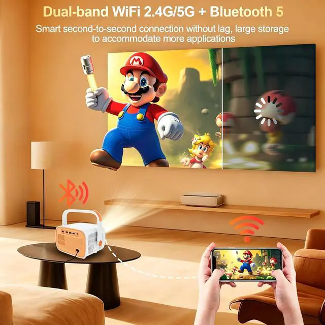 Alt view image 4 of 6 - Mini Projector Built-in Apps, Portable Projector with WiFi and Bluetooth