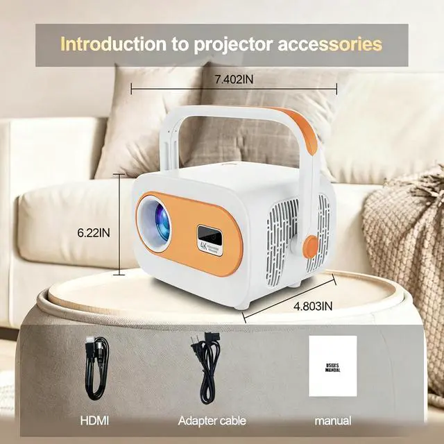 Alt view image 6 of 6 - Mini Projector Built-in Apps, Portable Projector with WiFi and Bluetooth