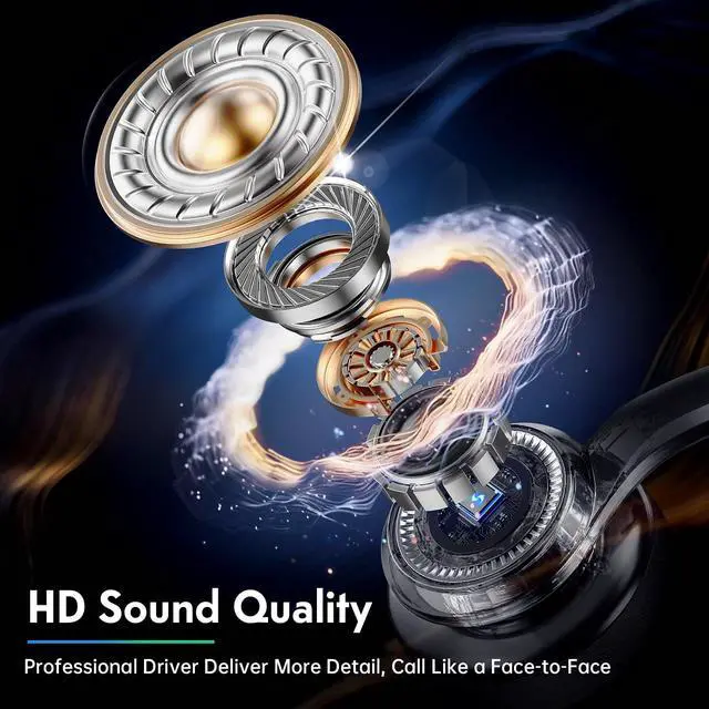 Alt view image 4 of 7 - Wireless Headset with Mic for Work, Dual-Mode Bluetooth & 2.4GHz Dongle, 50H Talk Time, Headphone with mic ENC Noise Cancelling fit for Teams/Zoom, Glasses-Friendly
