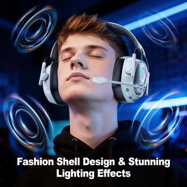 Alt view image 7 of 7 - VK81 Wireless Gaming Headset for PS5, PC, PS4, Switch and Mobile, 2.4GHz USB/Type-C Low Latency Connection, Bluetooth 5.4 Headset with ENC Mic, 50mm Drivers, RGB