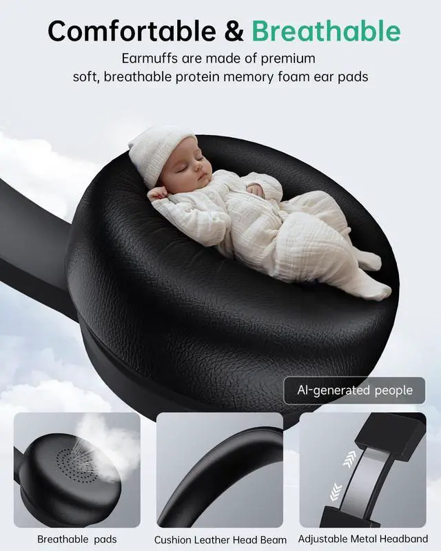 Alt view image 5 of 7 - Wireless Headset with Mic for Work with AI Noise Cancelling Mic for Clear Calls, Bluetooth V5.3 Headphones with Microphone to USB A/C Dongle & Mic Mute for Computer Laptop PC iPhone (Black)