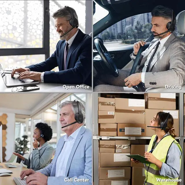 Alt view image 7 of 7 - Wireless Headset with Mic for Work, Bluetooth Headset with Microphone AI Noise Cancelling & Mute Button, Lightweight Comfortable Computer Headset with Microphone for PC/Office/Call Center/ Teams/Zoom