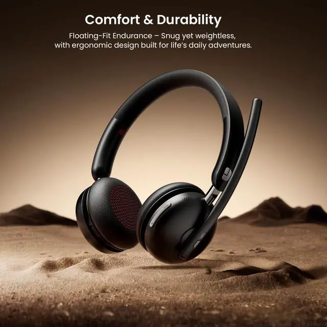 Alt view image 5 of 7 - Wireless Headset with Mic for Work, Bluetooth 5.3 Headset with Noise Cancelling, Wireless Headphones with Mic & USB Dongle, 65H & Mute, Ideal for PC/Call Center/Computer/Laptop/Study