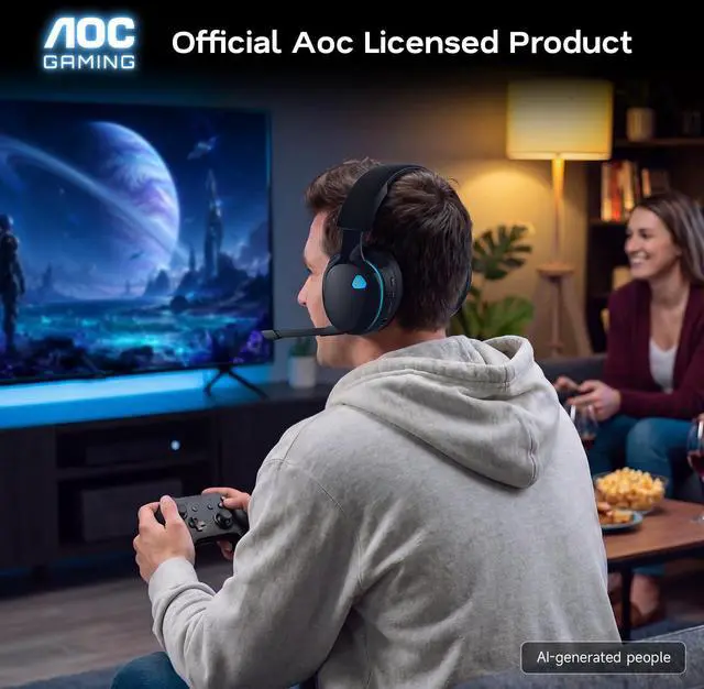 Alt view image 7 of 7 - 2.4GHz Wireless Gaming Headphones for PS5, PS4 Fortnite & Call of Duty/FPS Gamers, PC, Switch, Bluetooth 6.0 Gaming Headset with Noise Canceling Mic, 7.1 Virtual Surround, 45Hr Battery -Black