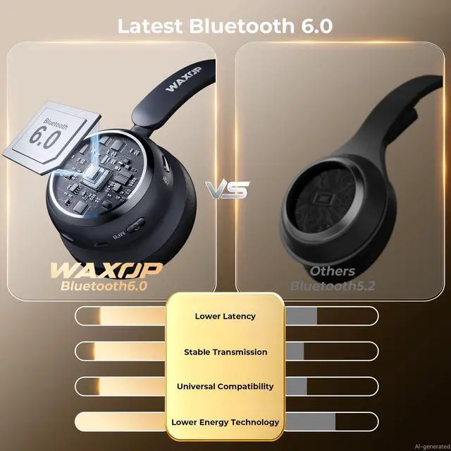 Alt view image 6 of 7 - Wireless Headset with Mic for Work, Bluetooth 6.0 Headset with Microphone for PC, 65H AI Noise Cancelling Mic, 60ft Range, USB Dongle & Charging Base, On-Ear Headphones for Teams Zoom Call Center