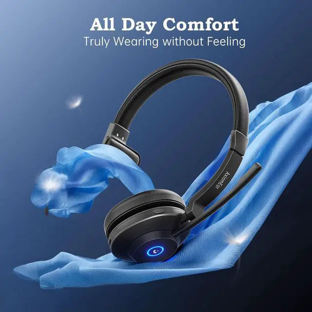 Alt view image 7 of 7 - Bluetooth Wireless Headset with Mic for Work, Advanced Noise Reduction Microphone, Clear Calls - Comfortable On-Ear Headphones, Bluetooth 5.3, Applicable to PC, Zoom(Without USB Dongle)