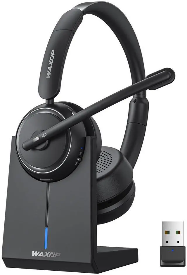 Main image of Wireless Headset with Mic for Work, Bluetooth Headset with Microphone Noise Cancelling & Mute Button, 65H Talk Time, Comfortable Wireless Headsets for Work/Call Center/Computer/Laptop/Calls