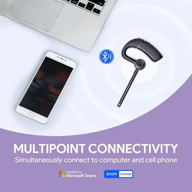 Alt view image 2 of 7 - Single Ear Bluetooth Headsets BH71 Lite,Wireless Headset with Mic for Work,Bluetooth Earpiece Connect Cell Phone/Mobile/Laptops,Teams Zoom Certified,Mute Function