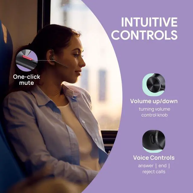 Alt view image 6 of 7 - Single Ear Bluetooth Headsets BH71 Lite,Wireless Headset with Mic for Work,Bluetooth Earpiece Connect Cell Phone/Mobile/Laptops,Teams Zoom Certified,Mute Function