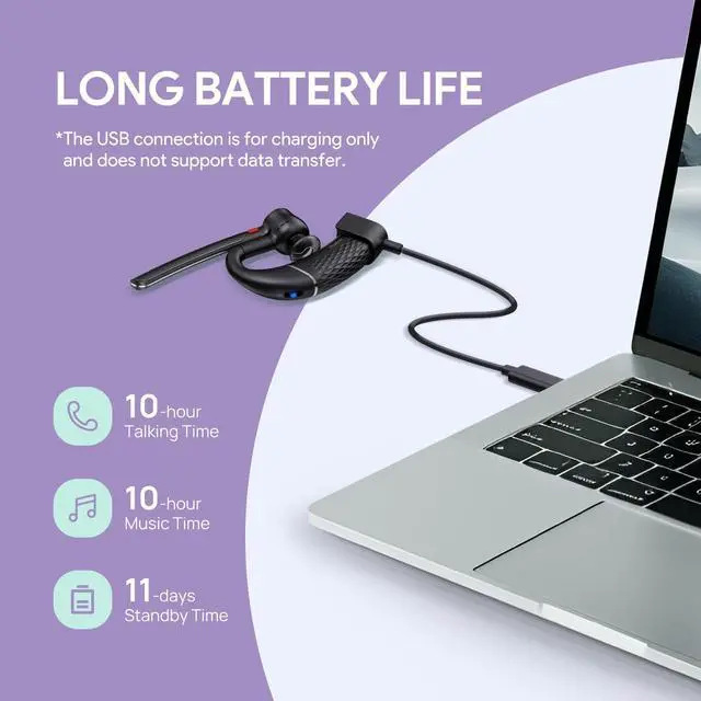 Alt view image 7 of 7 - Single Ear Bluetooth Headsets BH71 Lite,Wireless Headset with Mic for Work,Bluetooth Earpiece Connect Cell Phone/Mobile/Laptops,Teams Zoom Certified,Mute Function