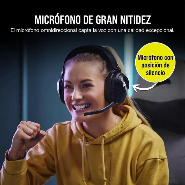 Alt view image 5 of 7 - HS55 Wireless Multiplatform Lightweight Gaming Headset with Bluetooth - Dolby 7.1 Surround Sound - iCUE Compatible - PC, PS5, PS4, Nintendo Switch, Mobile - Black