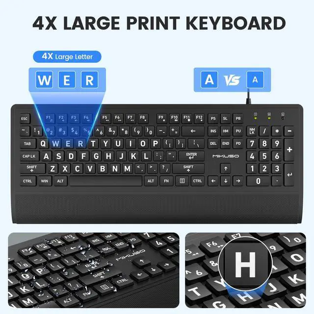 Alt view image 2 of 7 - Large Print Keyboard Mouse Combo for Seniors, Wired 3-in-1 Set