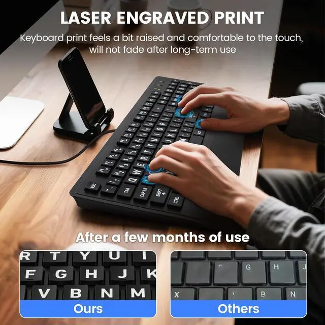 Alt view image 3 of 7 - Large Print Keyboard Mouse Combo for Seniors, Wired 3-in-1 Set
