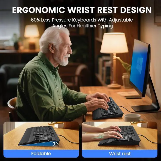 Alt view image 4 of 7 - Large Print Keyboard Mouse Combo for Seniors, Wired 3-in-1 Set