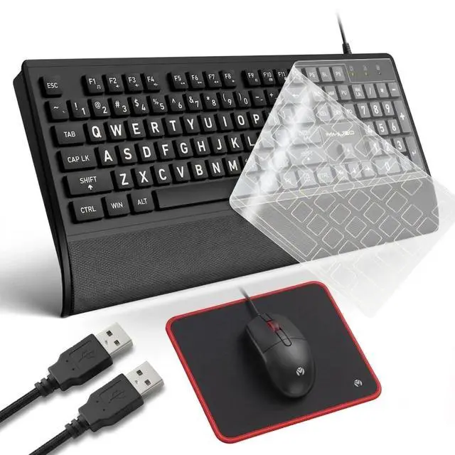Main image of Large Print Keyboard Mouse Combo for Seniors, Wired 3-in-1 Set