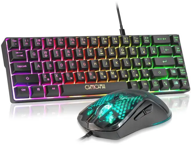 Main image of 60% Gaming Keyboard and Mouse Combo, 68 Keys Wired LED RGB Backlit Black Gaming Keyboard and RGB Backlit Mouse, Small Light up Keyboard for PC Xbox PS4 (Black)