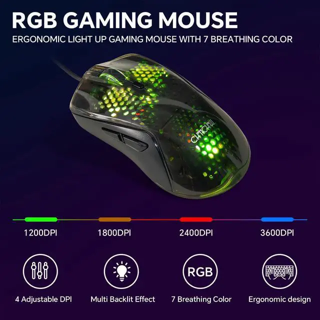 Alt view image 7 of 7 - 60% Gaming Keyboard and Mouse Combo, 68 Keys Wired LED RGB Backlit Black Gaming Keyboard and RGB Backlit Mouse, Small Light up Keyboard for PC Xbox PS4 (Black)