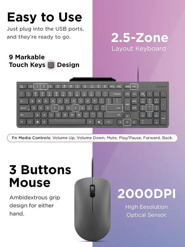 Alt view image 5 of 7 - 310 USB-A Wired Keyboard Mouse Combo, Quiet Keys, Ultra-Slim Gaming Design, Spill-Resistant, Integrated Phone Stand, Compatible w Laptop, PC, Tablet Ergonomic Mouse Mechanical Keyboard USB
