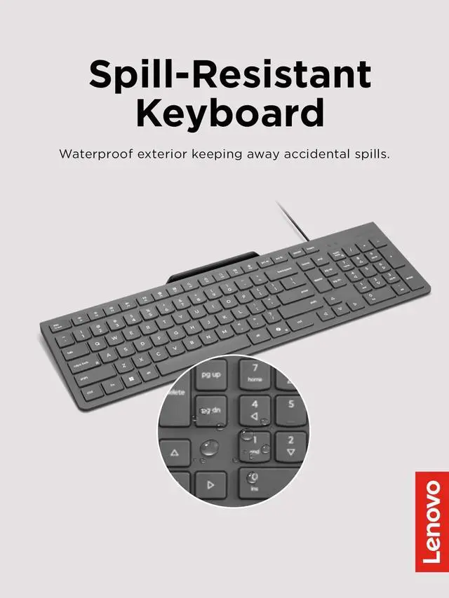 Alt view image 6 of 7 - 310 USB-A Wired Keyboard Mouse Combo, Quiet Keys, Ultra-Slim Gaming Design, Spill-Resistant, Integrated Phone Stand, Compatible w Laptop, PC, Tablet Ergonomic Mouse Mechanical Keyboard USB